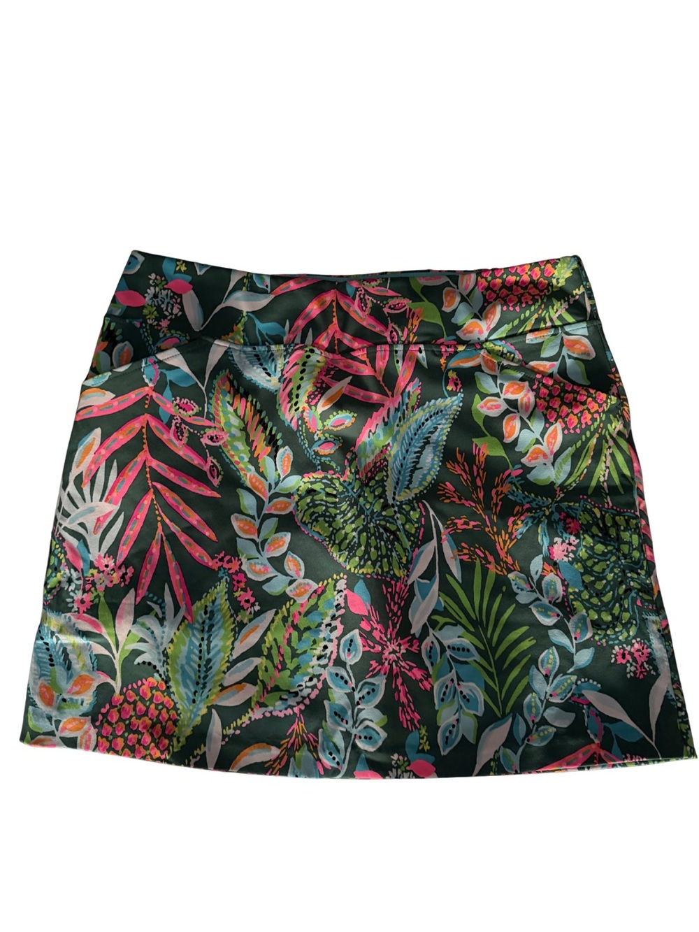Lilly Pulitzer Dark Green Tropical-Print Mini Skort